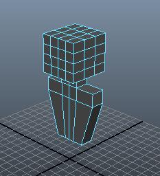 7. Select the bottom faces of the figure and extrude 6 units down to form the body. 8.