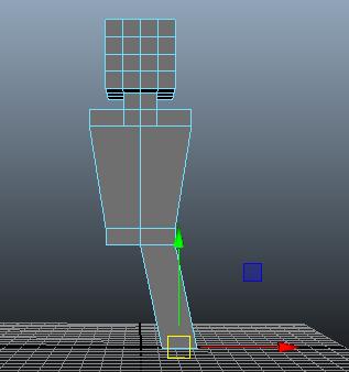 12. Extrude the left leg down 6 units and click the bottom
