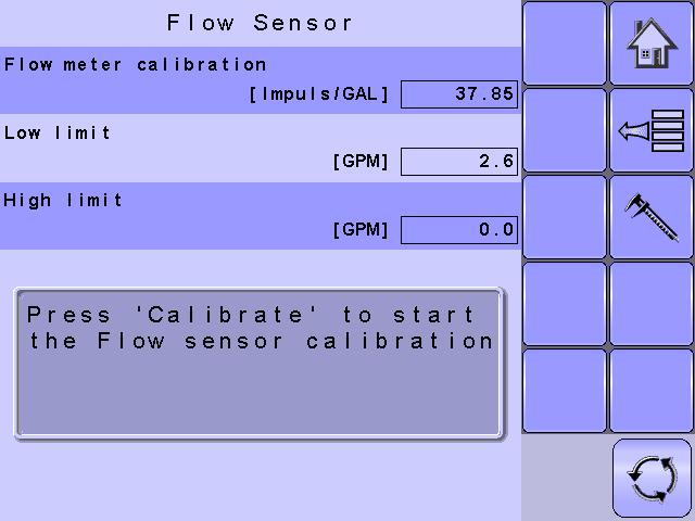 Flow Sensor The Flow Sensor establishes the impluses per gallon/ liter. This value can be established manually or calibrated automatically.