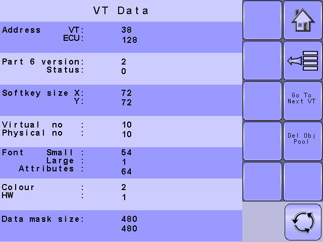 OVERVIEW GETTING STARTED SETUP OPERATION APPENDIX VT Data The Virtual Terminal (VT) menu provides information regarding the virtual terminal controller