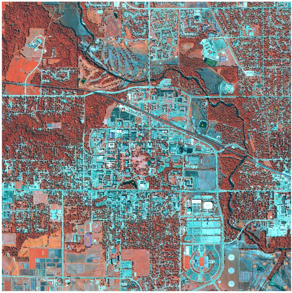 Georeferencing an Image: An Example I traveled around ISU colleting GCPs using a Trimble GPS.