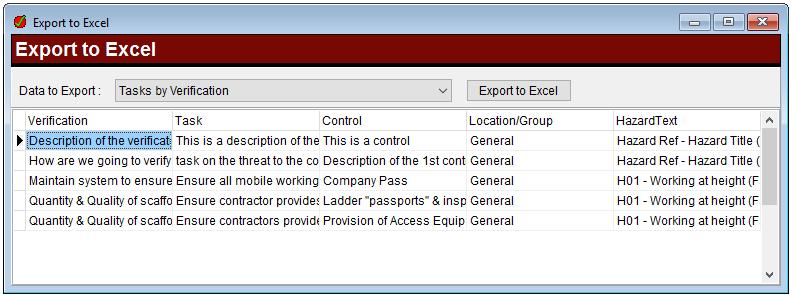 Permitted Operation Boundaries In most of the Analysis screens the export is the data that is displayed on the analysis screen in question.