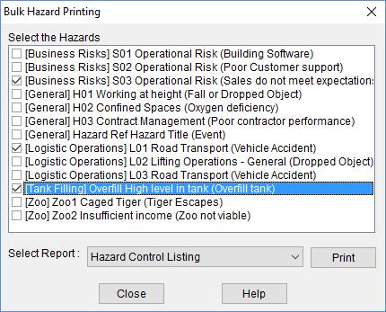 To open them up right click on the item and then select Reports and then the name of the report you want ie Hazard Register. This will then open the report.