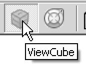 Once the ViewCube is displayed, it is shown in one of the corners of the graphics window over the model in an inactive state.