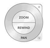 The 3D SteeringWheel and 2D SteeringWheel (mostly used in the 2D drawing mode) have some or all of the following options: Zoom Adjusts the magnification of the view.