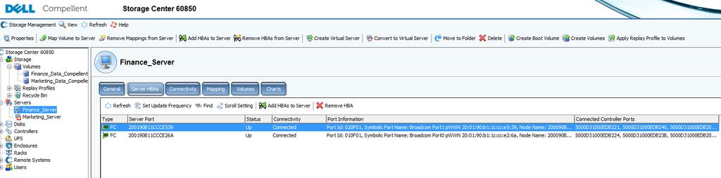 Figure 31 Added Dell PowerEdge Server HBAs to Server Object on Dell Compellent Storage Array The next step is to enable mulipathing on Windows Server 2008 R2 Enterprise. 7.