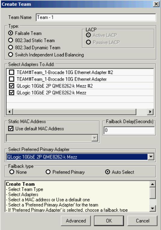 Figure 53 NIC teaming virtual NIC ports with Failsafe Team 62 Dell