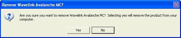 dialog box appears asking if you are sure you want to remove Avalanche MC.