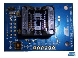 Atmel CryptoAuthentication Starter Kit Hardware User Guide Features 8-lead SOIC socket Supports the Atmel ATSHA204 CryptoAuthentication IC Supports communication protocols - I 2 C - SWI (Single wire
