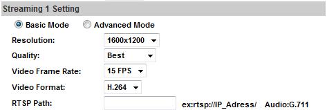 NOTE Max Video Frame Rate for both streaming combined is 30 FPS. Video System: click the drop down list to select the system type NTSC/PAL.