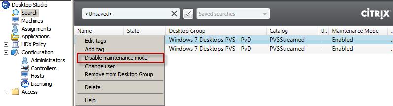 Resizing the Personal vdisk From Desktop Studio on the left panel click on Machines.