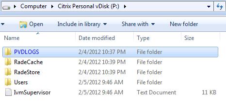 7 Open Windows Explorer. Double-click the Citrix Personal vdisk.