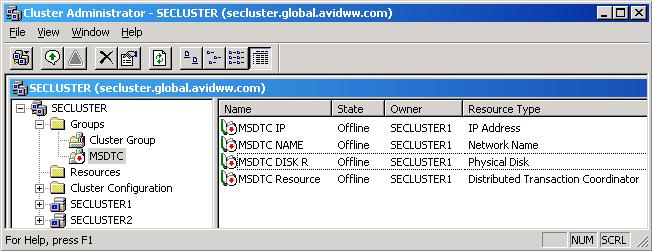 2 Creating a Microsoft Failover Cluster Assigning Distributed Transaction Coordinator Resource to the MSDTC Group To assign Distributed Transaction Coordinator Resource to MSDTC group: 1.