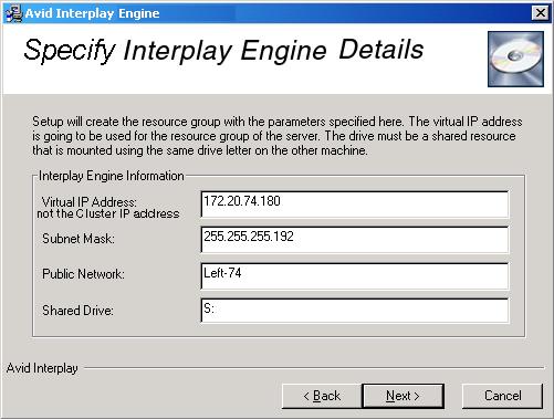 mode. The Specify Interplay Engine Details dialog box opens.