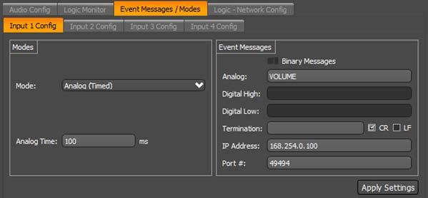 14.3.2 Analog Timed Mode In analog timed mode, the event messages will be sent at a rate configured in the Analog Time field. The acceptable range for the Analog Time field is 0.