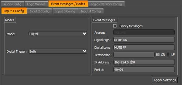 As an example, the event message configured above would result in a UDP event message being sent to port 49494 of IP address 169.254.0.