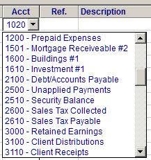 Type the desired G/L Account or select from the dropdown list. Enter a Reference number (e.g. a check number, voucher number, etc.) then type a brief description.