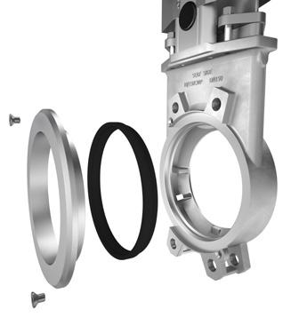 Stafsjö s retainer ring system offers great flexibility and several seat material options. Up to 32 the MV has a one piece valve body and from 36 it features a rigid two piece version.