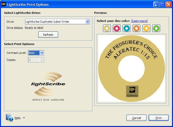 Note: Depending on the template chosen, you may enter multiple lines of text. 4. When you are satisfied with your disc design, click Preview and Print.