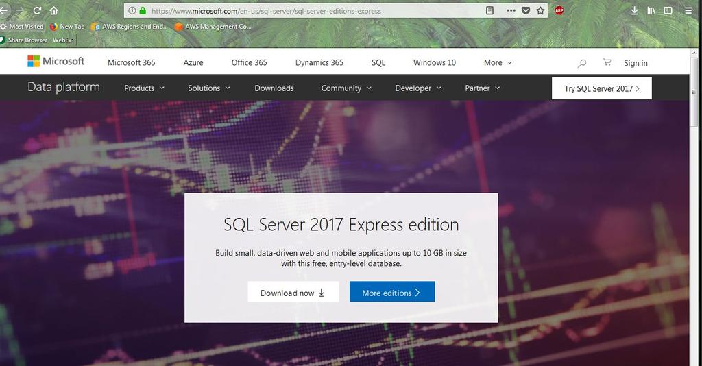 PART I Downloading SQL Server 2017 Express Edition This section guides you through downloading SQL Server Express from Microsoft s website.