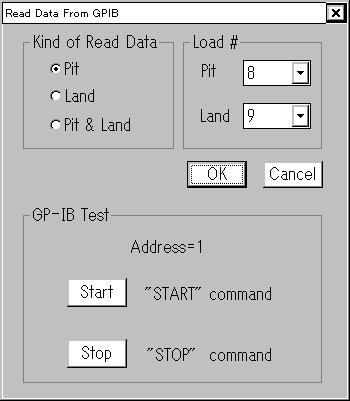 Testing communications If the GP-IB communication test mode was specified in section 1.6 and Open From GP- IB is clicked in step 2, the following menu is displayed. 5.