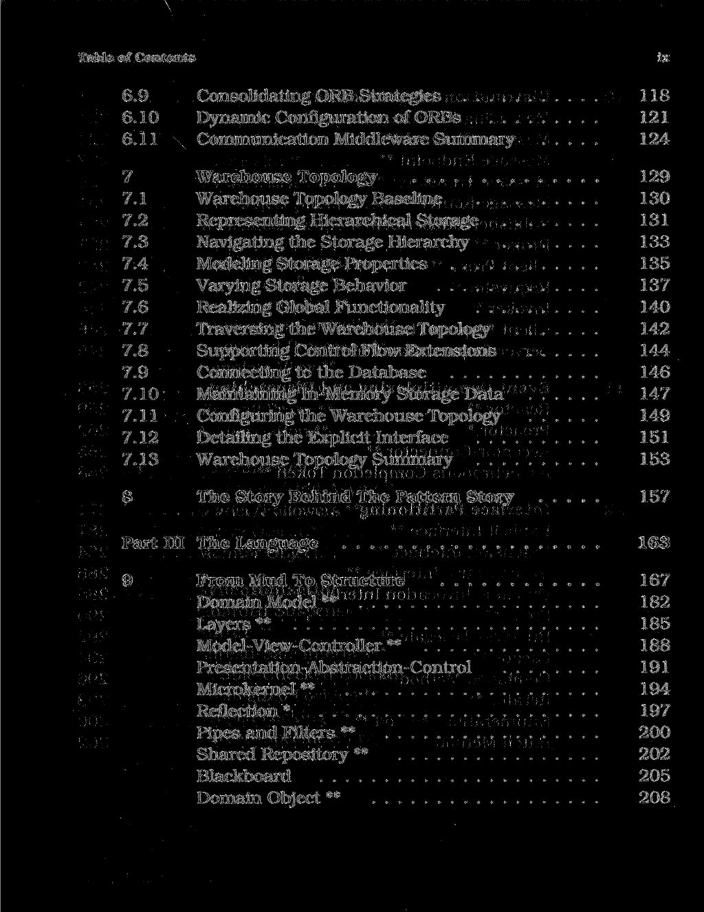 Table of Contents ix 6.9 Consolidating ORB Strategies 118 6.10 Dynamic Configuration of ORBs 121 6.11 Communication Middleware Summary 124 7 Warehouse Topology 129 7.