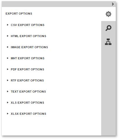 Export Options Panel The Export Options panel allows you to view and edit format-specific