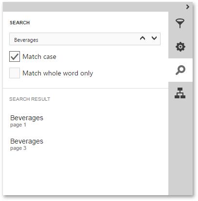 Search Panel The Search Panel enables you to find specific text in a document with specified search options. Once occurrences of the specified string are found, they are listed in the search results.