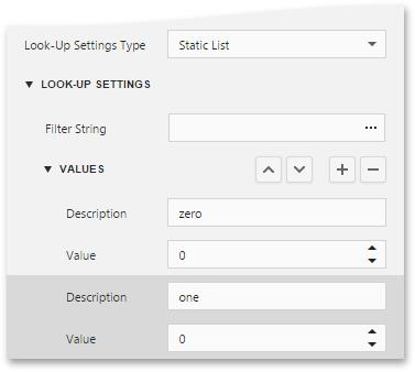 Static List If you choose this item, you can manually fill the list of parameter values with each value having an individual description (specifying how this value appears in the user interface