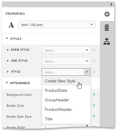 To assign a particular style to a control, select this control and in the Properties Panel, expand the Styles category.