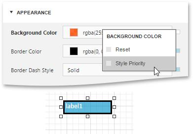 To revert a higher priority to a style's appearance property, click the Advanced Options button and then, click Style Priority.