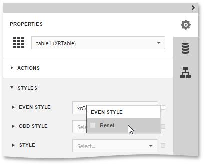 control, click the Advanced Options button for the required style (marked with the 'square'