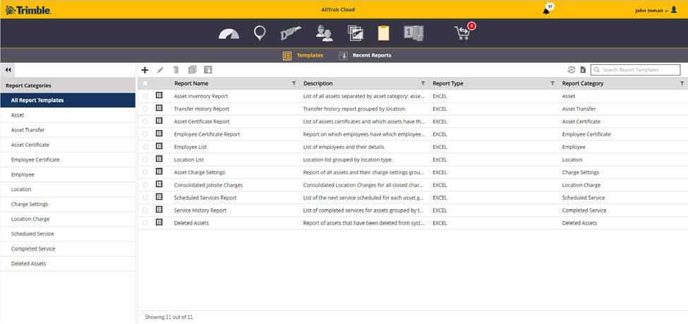 Reports Page The Reports Page is where standard reports can be generated to produce either Excel or PDF reports. Please refer to the AllTrak Cloud Reports Guide for more detailed information.