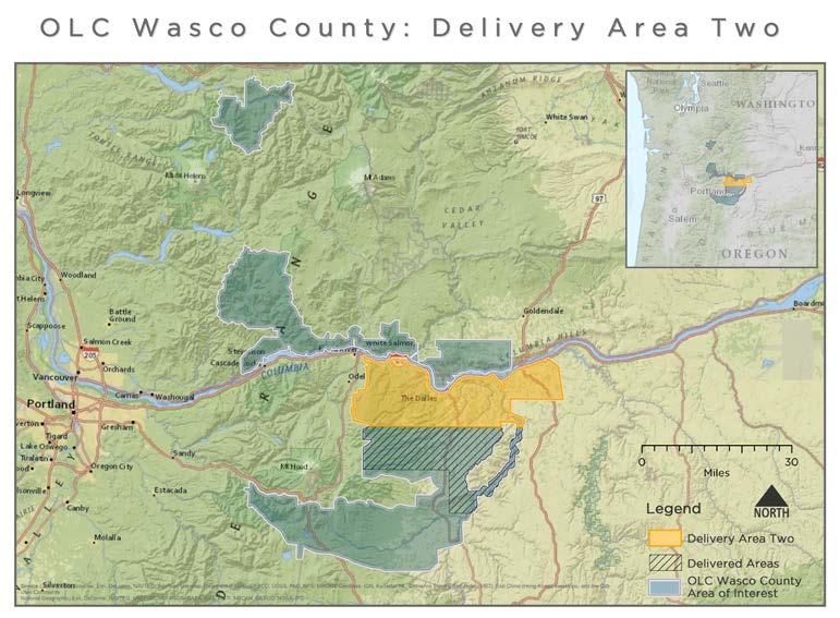 Overview Project Overview WSI has completed the acquisition and processing of Light Detection and Ranging (LiDAR) data for the OLC Wasco County Delivery Area Two for the Oregon Department of Geology