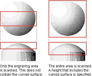 The are some secrets to the method for aligning the loaded position of the target object and the output position. For more information, take a look at the procedures. Step 1: Scan the curved surface.