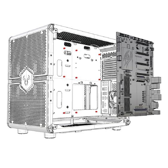 READY, SETUP, GO Motherboard Installation Morpheus comes with enough mounting standoffs for a