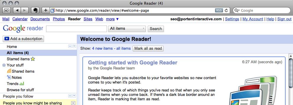 Step 2: Log in to Google Reader In