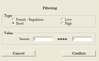 FILTERING This option is used to filter the selected event by frequency ranges for advanced analysis of the event. Type The filtering can be performed in several ways.