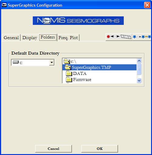 FOLDERS DEFAULT DATA DIRECTORY This is where you select the default data directory. The default data directory is the directory that will be used in File Directory when the program starts.