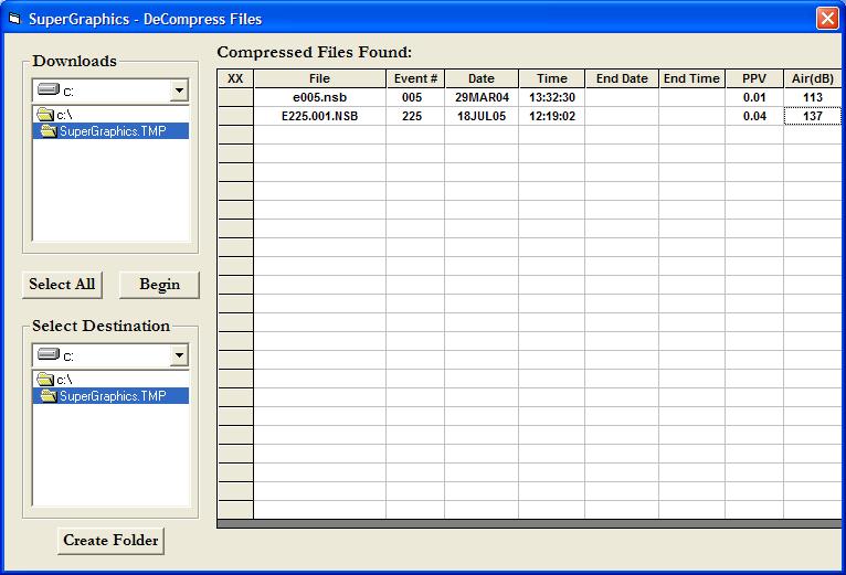 The Downloads section of the screen is for selecting the directory where the compressed file(s) are located.