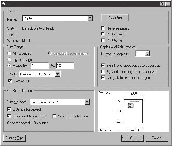 6. Printing the Service Manual Click the Acrobat Reader [Print] icon in the Service Manual.