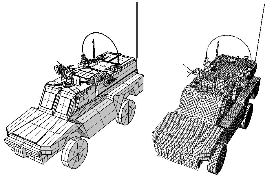 422 Moreno et al. (a) Figure 18. RG-31 armored vehicle. (a) Original, (b) meshed and details of the mesh. 3.9.