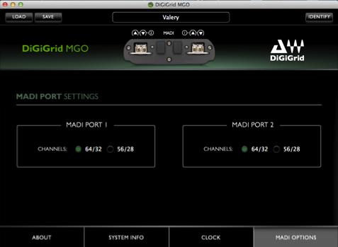 3.2 MADI Options Page One MADI connection supports 56 or 64 in/out channels at