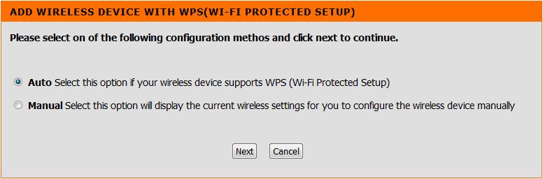 supports WPS, select Auto and click Next to continue.