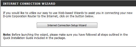 Click the Internet Connection Setup Wizard button to start the