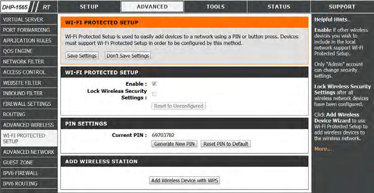 Wi-Fi Protected Setup (WPS) Wi-Fi Protected Setup (WPS) System is a simplified method for securing your wireless network during the Initial setup as well as the Add New Device processes.