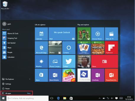 Interface Introduction Windows 10 start image: On the start screen, you can see many programs fixed in the image. These application programs are displayed in the form of magnet.