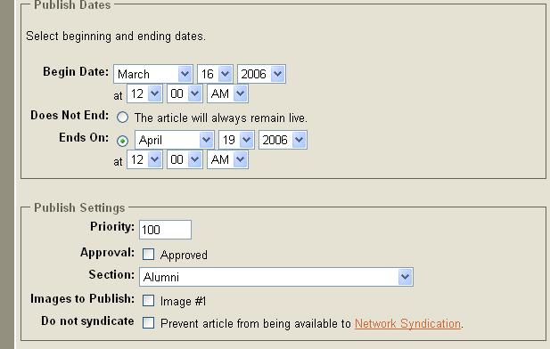 Re-assign an Article If the article is not ready for publication, you can leave it assigned to the current author, or you can re-assign the article to another person.