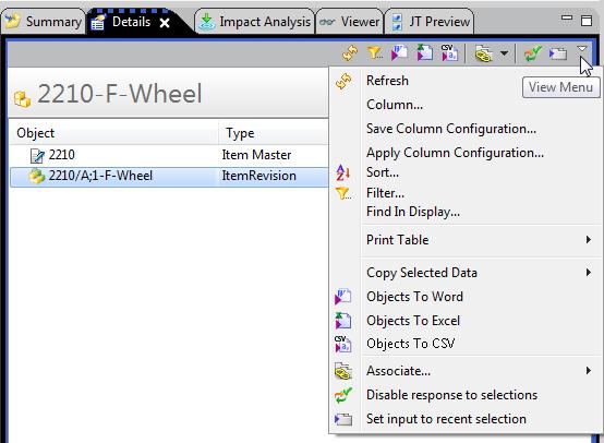 To configure the data display in an applications table pane, right-click a column header and choose the applicable