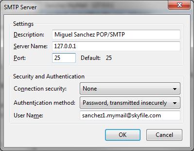 SMTP configuration: SkyFile Mail